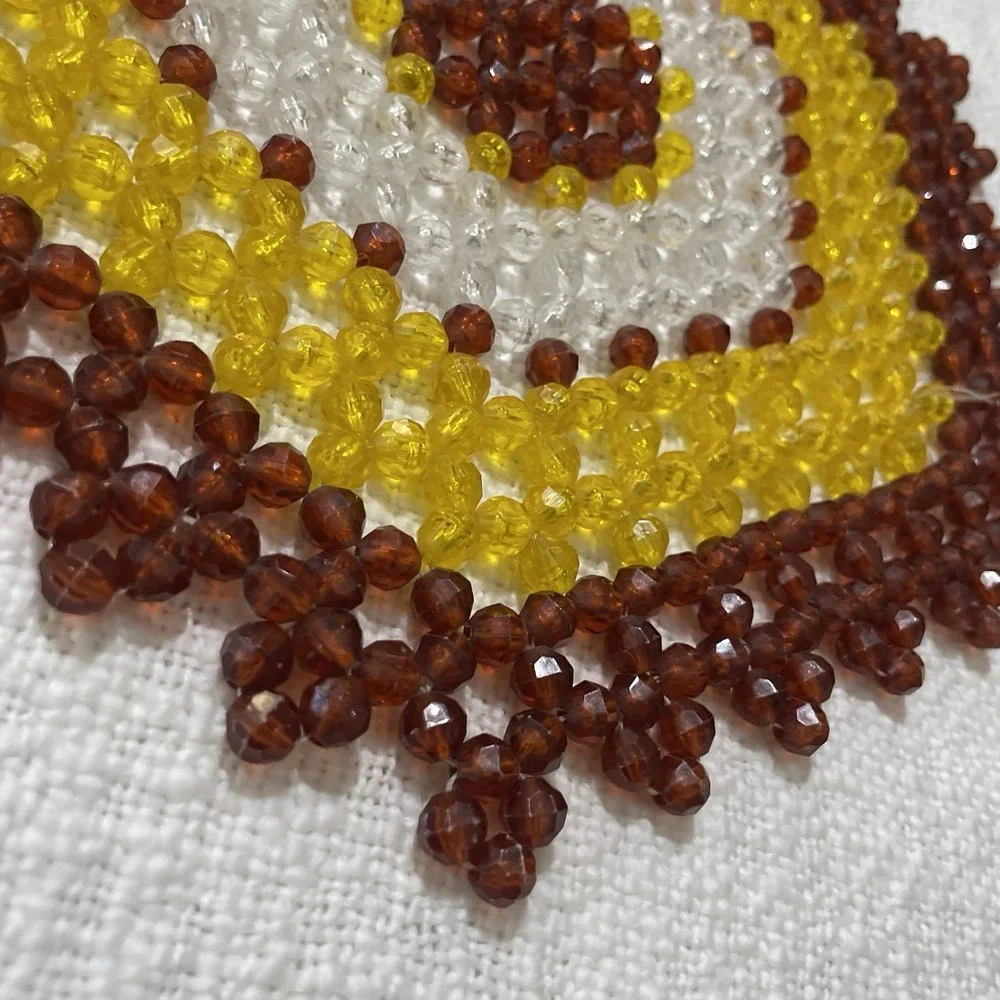Vintage Beaded‎ Mat Table Top Home Decor Runner Centerpiece Plastic 70's